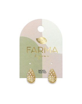 Farma Bijoux Υποαλλεργικά Σκουλαρίκια Drop Hoops with zircon 14mm (CG887) 