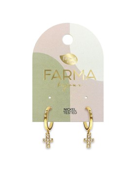 Farma Bijoux Υποαλλεργικά Σκουλαρίκια Cross Hoops with zircon 15mm (CGX01)