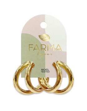 Farma Bijoux Υποαλλεργικά Σκουλαρίκια Large Double Gold hoop Earrings 31mm (BEG027) 