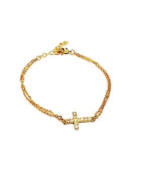Farma Bijoux Υποαλλεργικό Βραχιόλι με Σταυρό και Κρύσταλους  16-20mm (BE2GX01)
