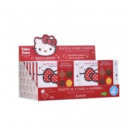 Hello Kitty Παλέτα Σκιών Ματιών 4 Χρώματα με Πινέλο και Καθρέπτη(Stand 12 Τεμάχια) Take Care