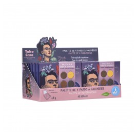 Frida Kahlo Παλέτα Σκιών Ματιών 4 Χρώματα με Πινέλο και Καθρέπτη(Stand 12 Τεμάχια) Take Care