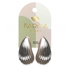 Υποαλλεργικά Σκουλαρίκια Ριγέ Σταγόνα Silver 30mm (BEWOW19) Farma Bijoux