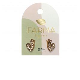 Υποαλλεργικά Σκουλαρίκια Heart & Crown Zircon Gold 10mm (BEG020) Farma Bijoux