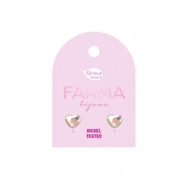 Farma Bijoux Υποαλλεργικά Σκουλαρίκια Κρυστάλλινες Επίπεδες Καρδιές 6,0mm (BE172C01)