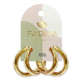 Farma Bijoux Υποαλλεργικά Σκουλαρίκια Large Double Gold hoop Earrings 31mm (BEG027) 