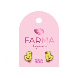 Farma Bijoux Υποαλλεργικά Σκουλαρίκια for Kids Little Ducks 8mm Silvered base (BEPS974)